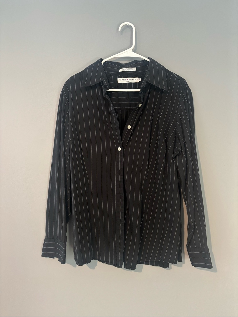 Tommy Hilfiger Black Pinstripe Button-Down Shirt - Long Sleeve